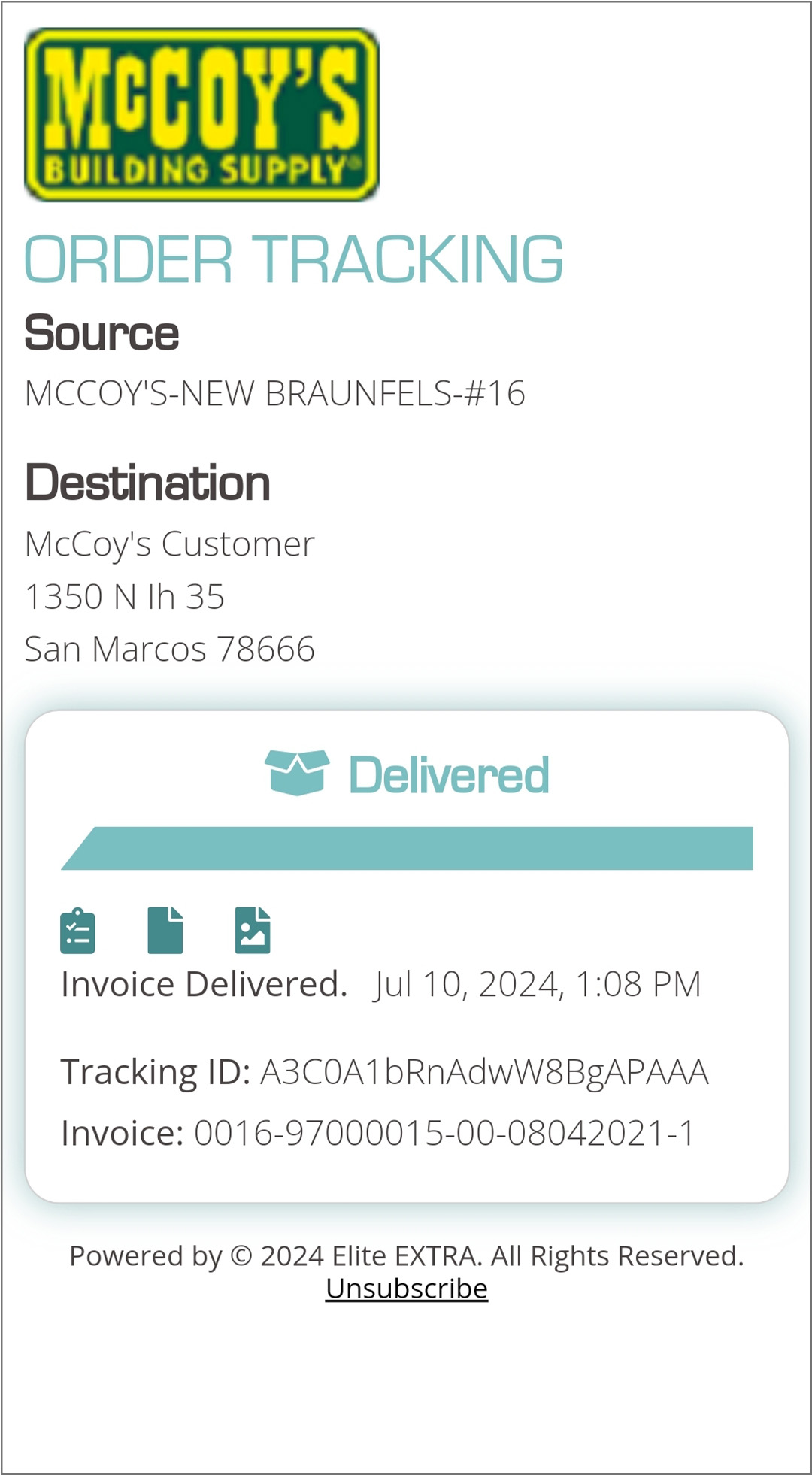 tracking delivered